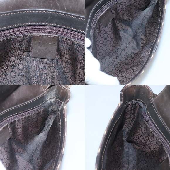 CELINE C Macadam Canvas Shoulder Bag Brown Gold - Picture 11 of 12